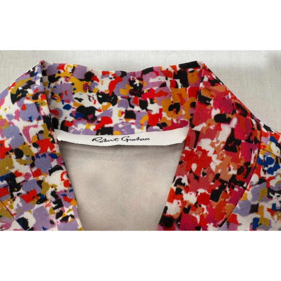 Robert Graham Floral Zip Jacket Womens Sz S/M White Spring Blossom Silk Lining - Picture 3 of 9